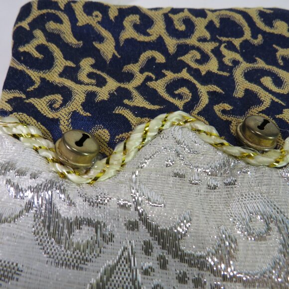 Brocade and Tapestry Stocking navy & silver one sided Christmas Victorian - Picture 3 of 4